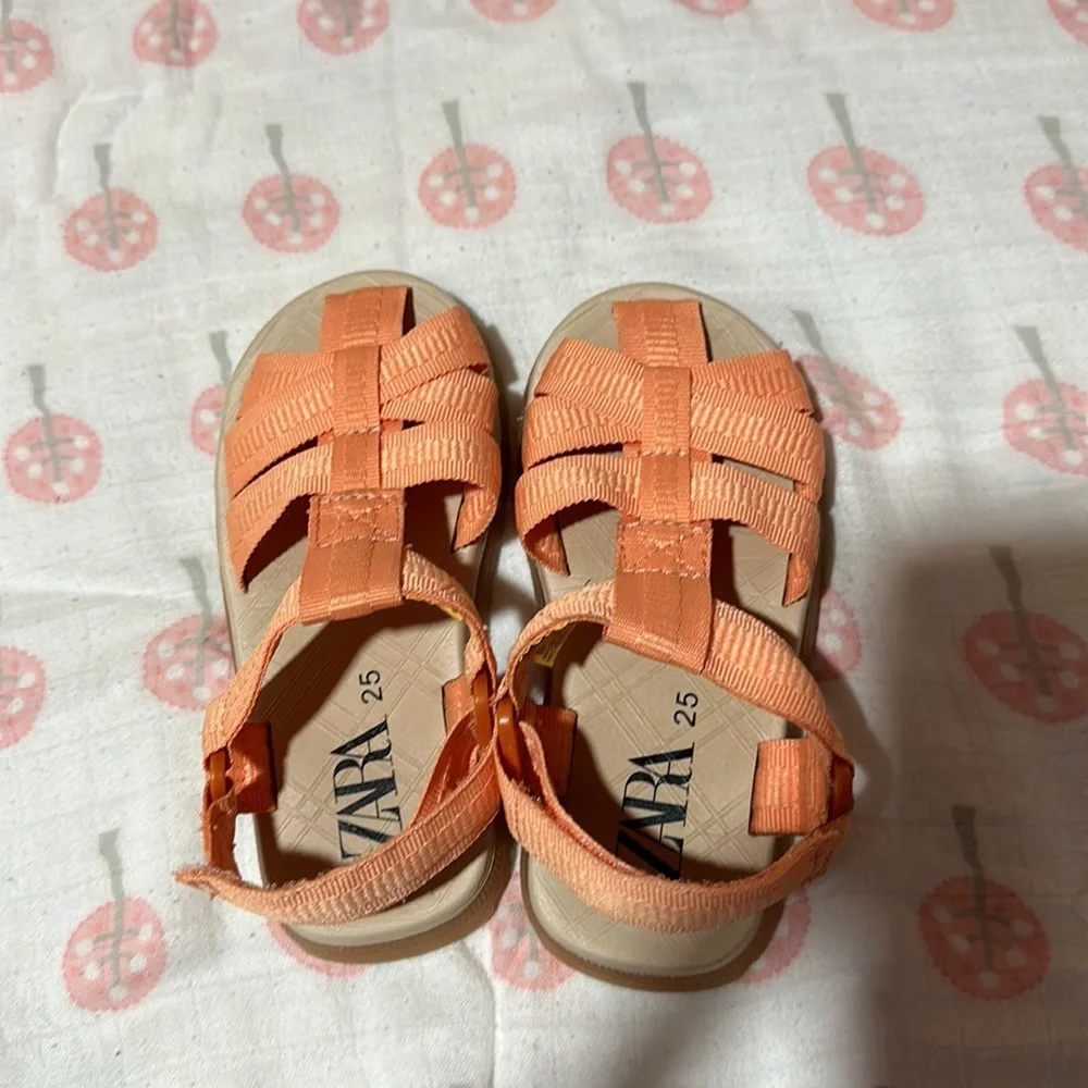 Zara Orange Kids Strappy Velcro Sandals